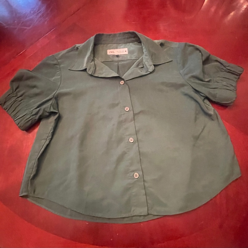Zara Black and green Button Down Shirt - Picture 7 of 9